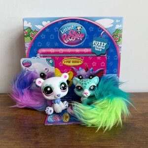New Littlest Pet Shop LPS 491 492 Polar Bear Snow Leopard Fuzzy Tails Pet Pair